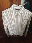 camisa zara riscas tons castanho tamanho l