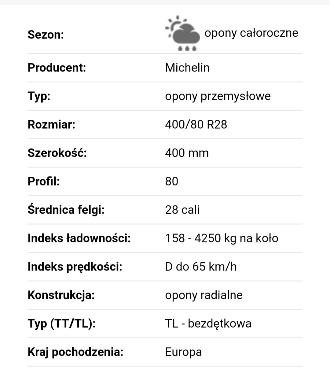 Opona opony Michelin 400 80 R28 crossgrip