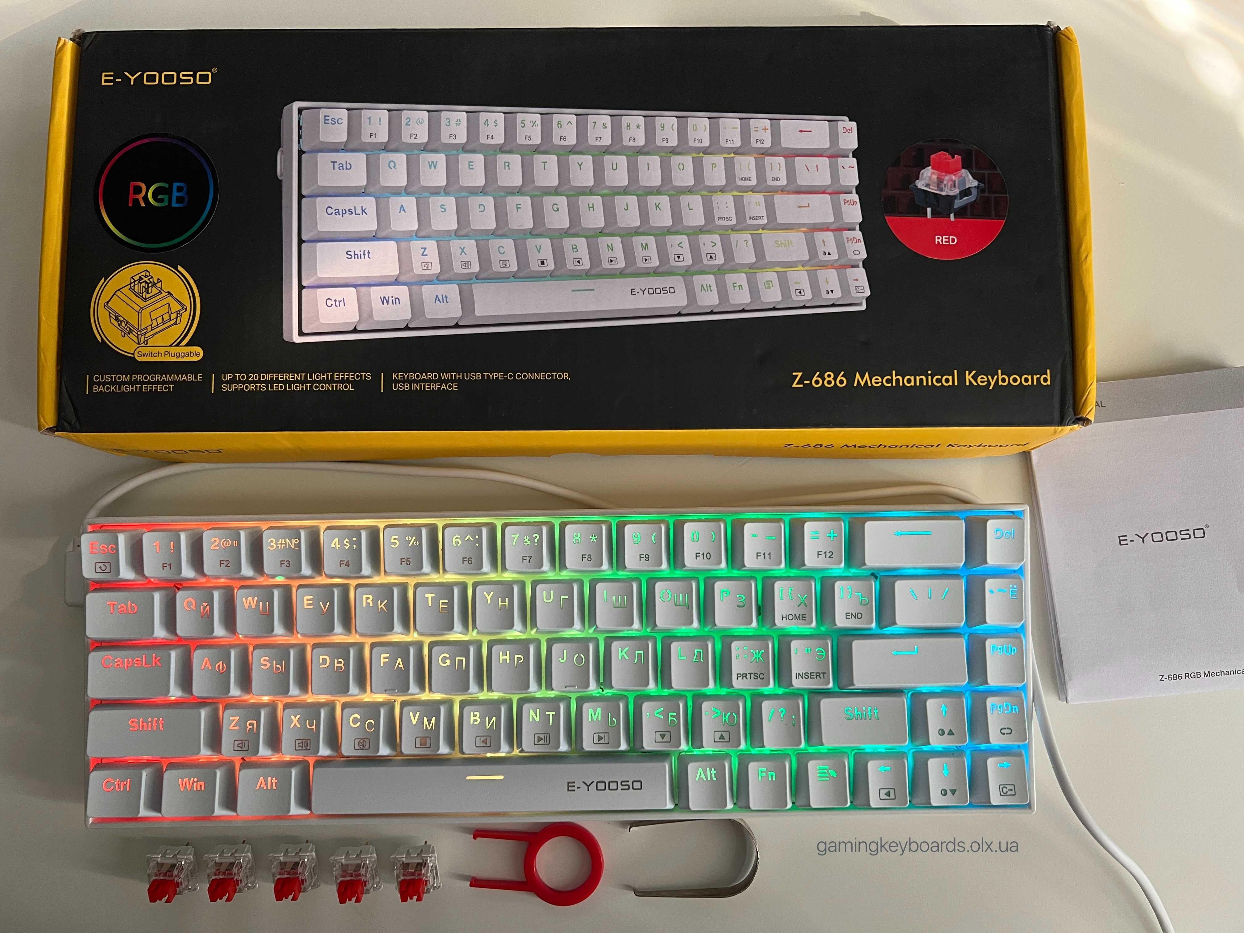 E-YOOSO Z686 НОВА механічна ігрова клавіатура з RGB підсвіткою