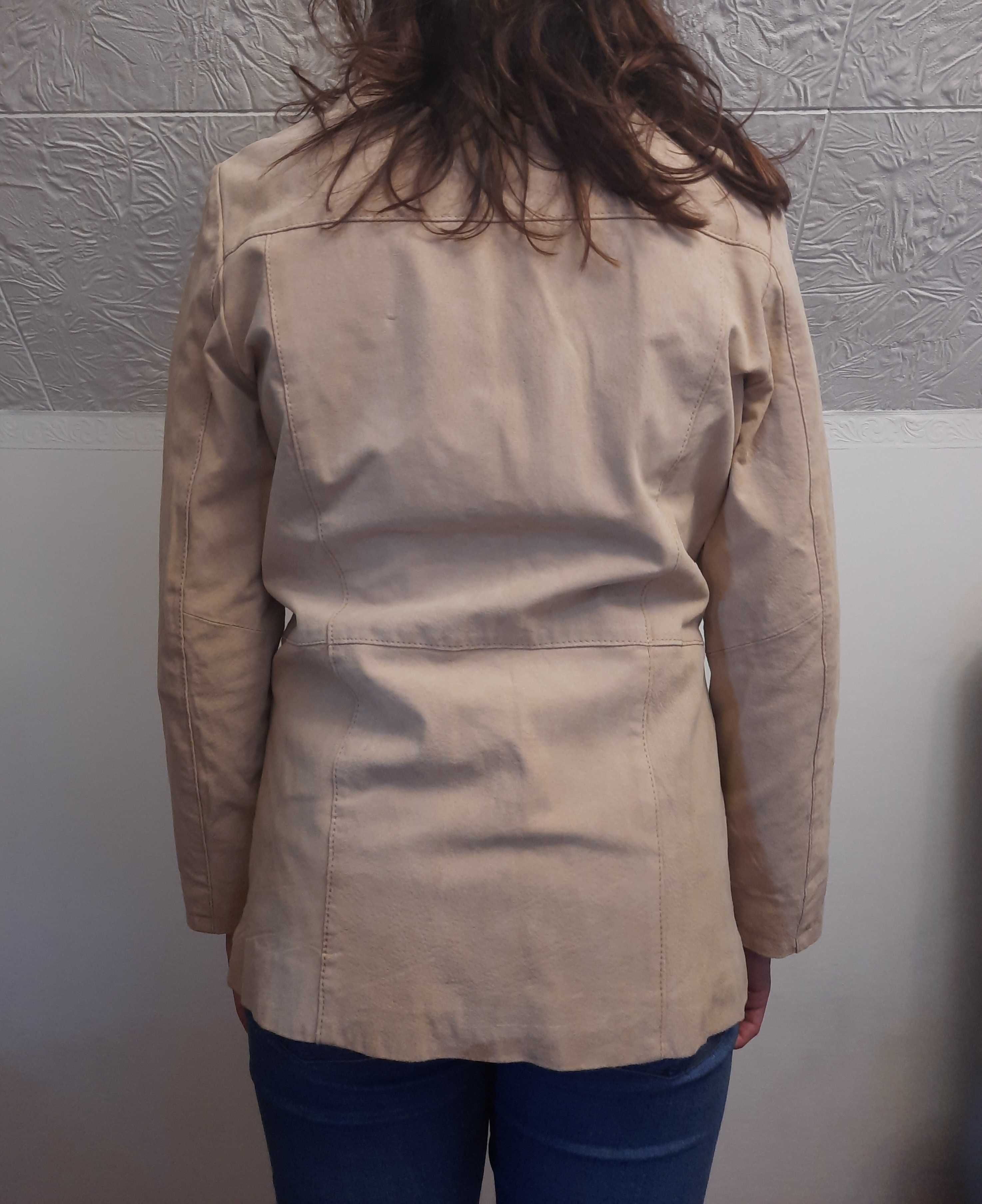 Płaszcz wiosenny skórzany płaszczyk Damart rozmiar 12 M L