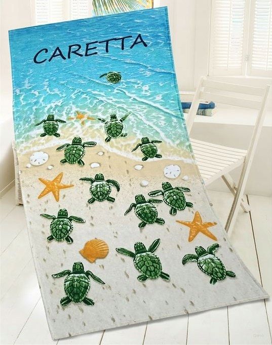 Ręcznik plażowy 75x150 Caretta żółwie turkusowy zi
