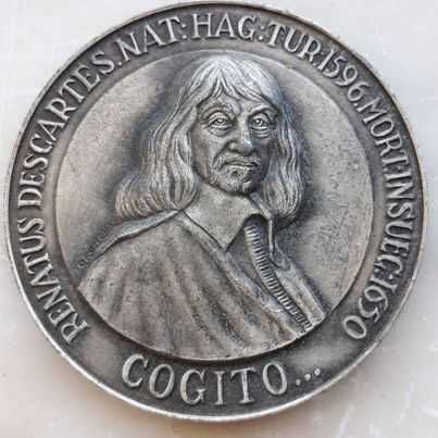 Antiga Medalha (PISA PAPEIS) Renatus Descartes Metal Cunhado. COLEÇÃO!