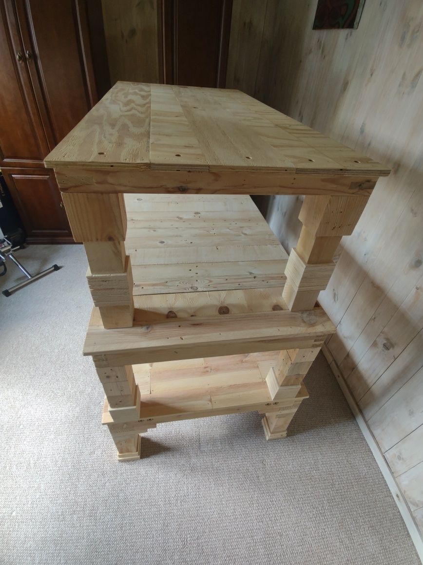 Trzy drewniane prostokątne stoły drewno sosnowe