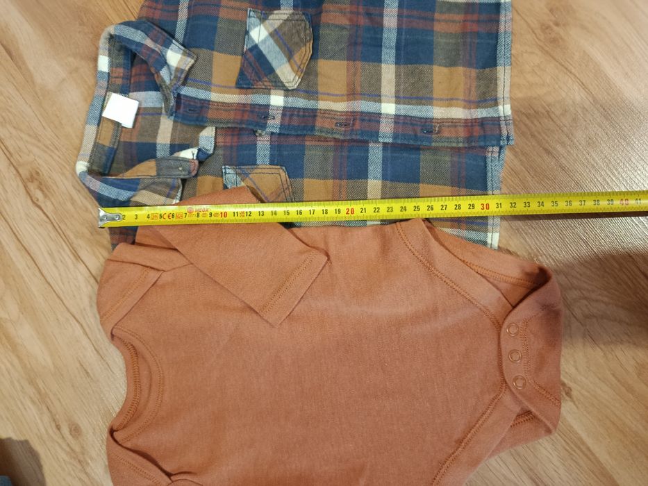 Spodnie na szelkach KappAhl 68, koszula body hm 68