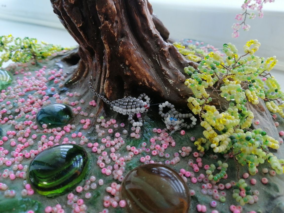 Дерево з бісеру Сакура ручна робота декор для дому