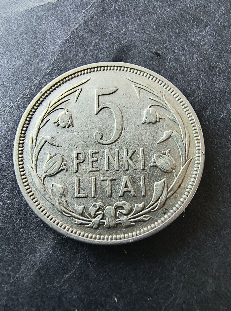 Litwa 5 litów 1925 r srebro oryginał.