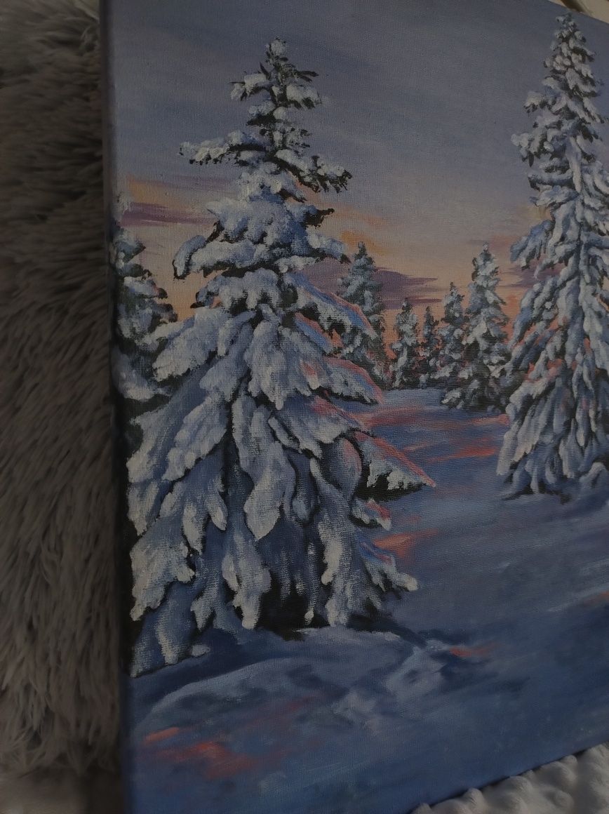 Obraz zimowy pejzaz drzewa a3