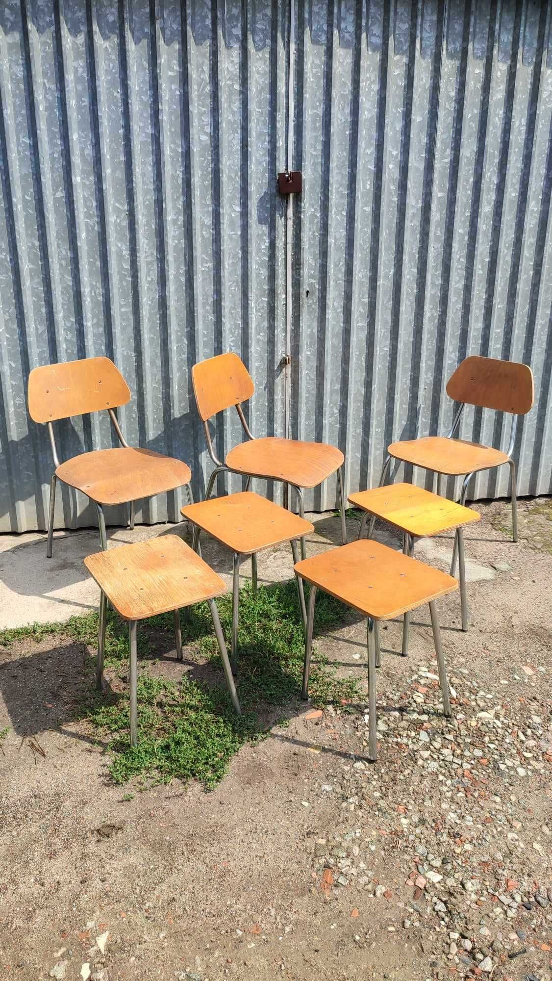 Krzesła taboret industrialne vintage PRL