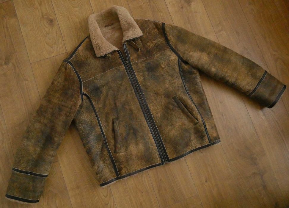 Kurtka skórzana męska MILESTONE skóra PILOTKA lotnicza KOŻUCH  XL