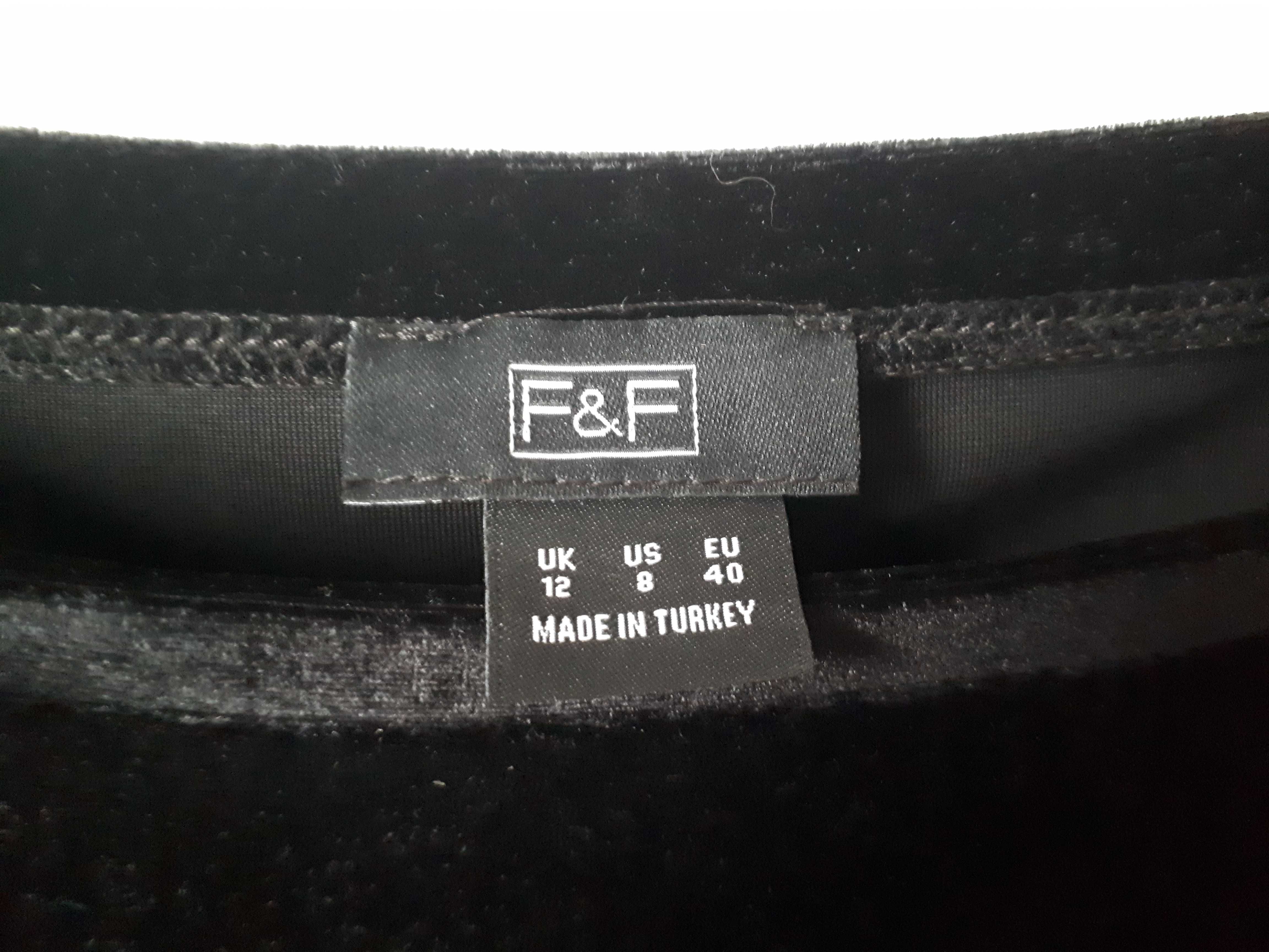 elegancka bluzka welurowa F&F czarna L wieczorowa