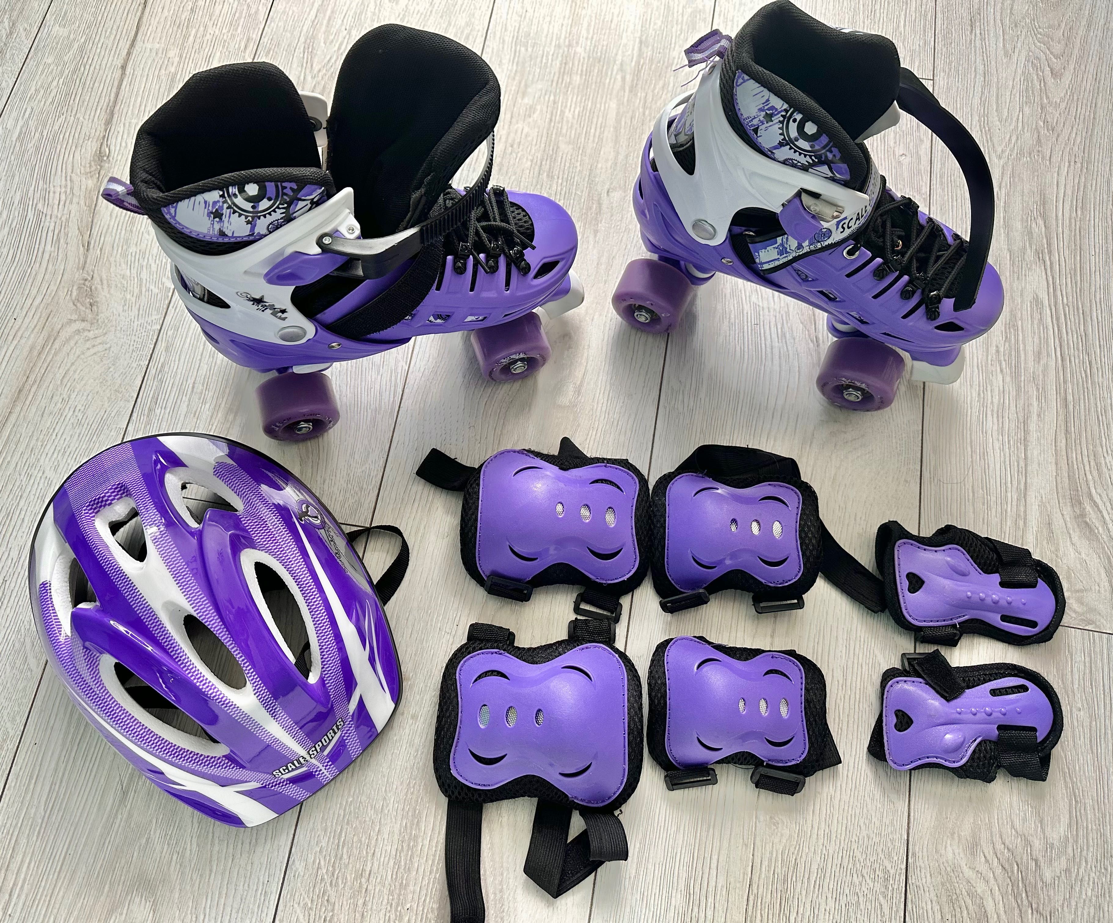 Детские ролики-квады с защитой и шлемом Scale Sports