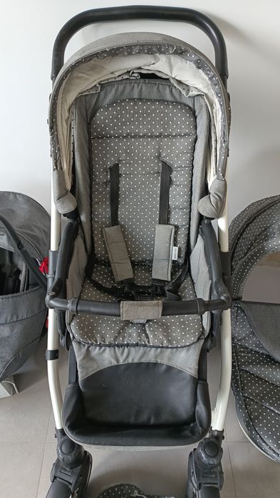 Wózek bebetto holland 3w1 uniwersalny szary w kropki