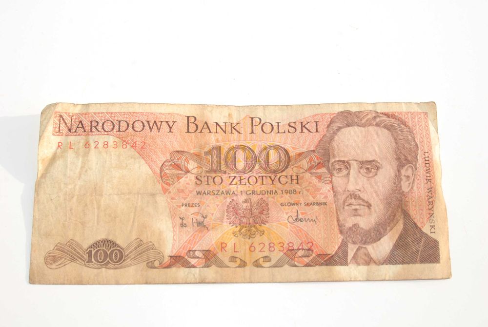 Stary banknot 100 złotych Waryński 1988 antyk