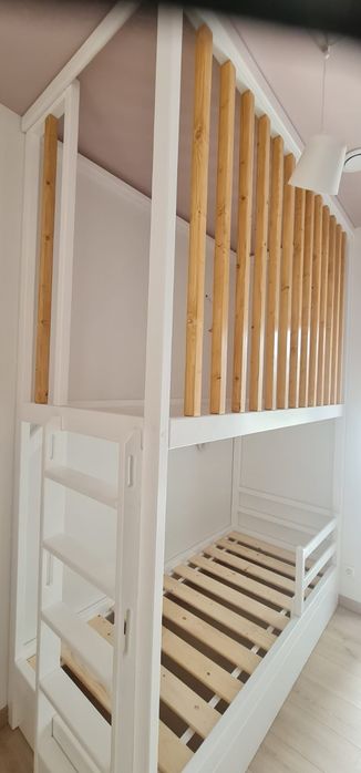 Antresola łóżko drewniane pietrowe 90x200