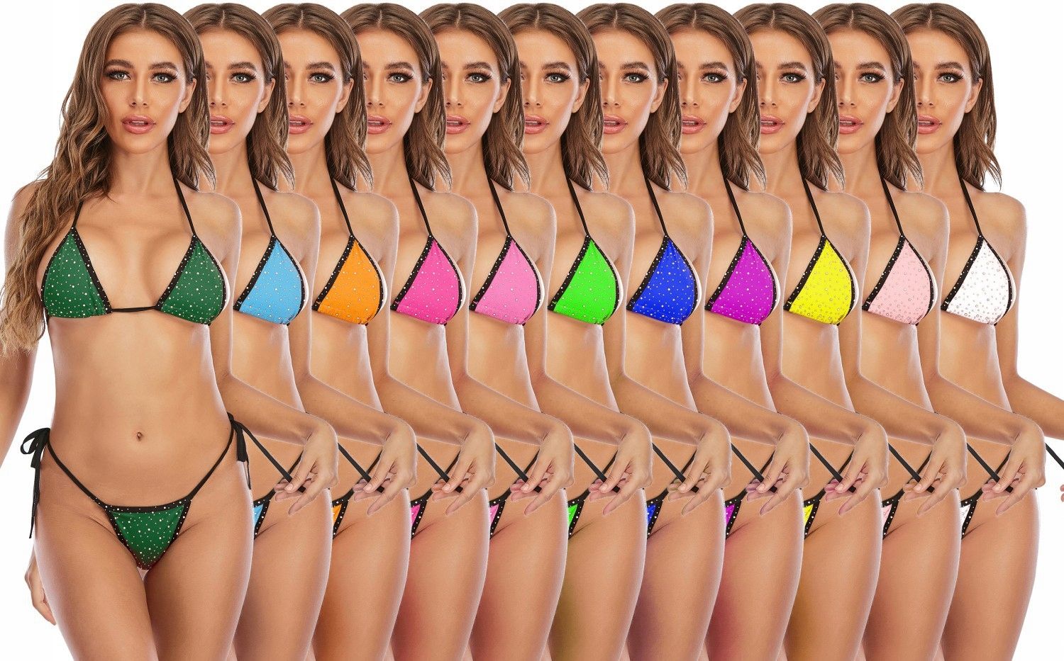 Hersonisos bikini wiązane plaża strój kąpielowy z cyrkoniami fioletowy
