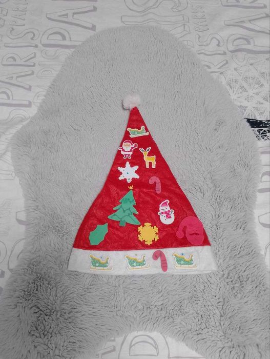Шапка деда мороза санта клауса оригинальная с декором/с пайетками