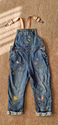 Next джинси для дівчинки джинсовий комбінезон з вишивкою 2-3 роки 98 с