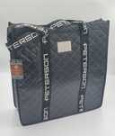 Czarna metaliczna torba peterson zakupy shopper bag shopperka do pracy