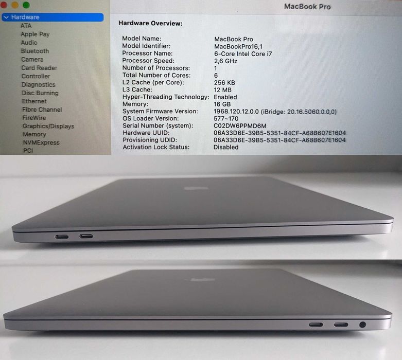 MacBook Pro 16 2019 ІдеалСтан i7 2.6 16Gb 512gb БезДефектів, АКБ 99.5%