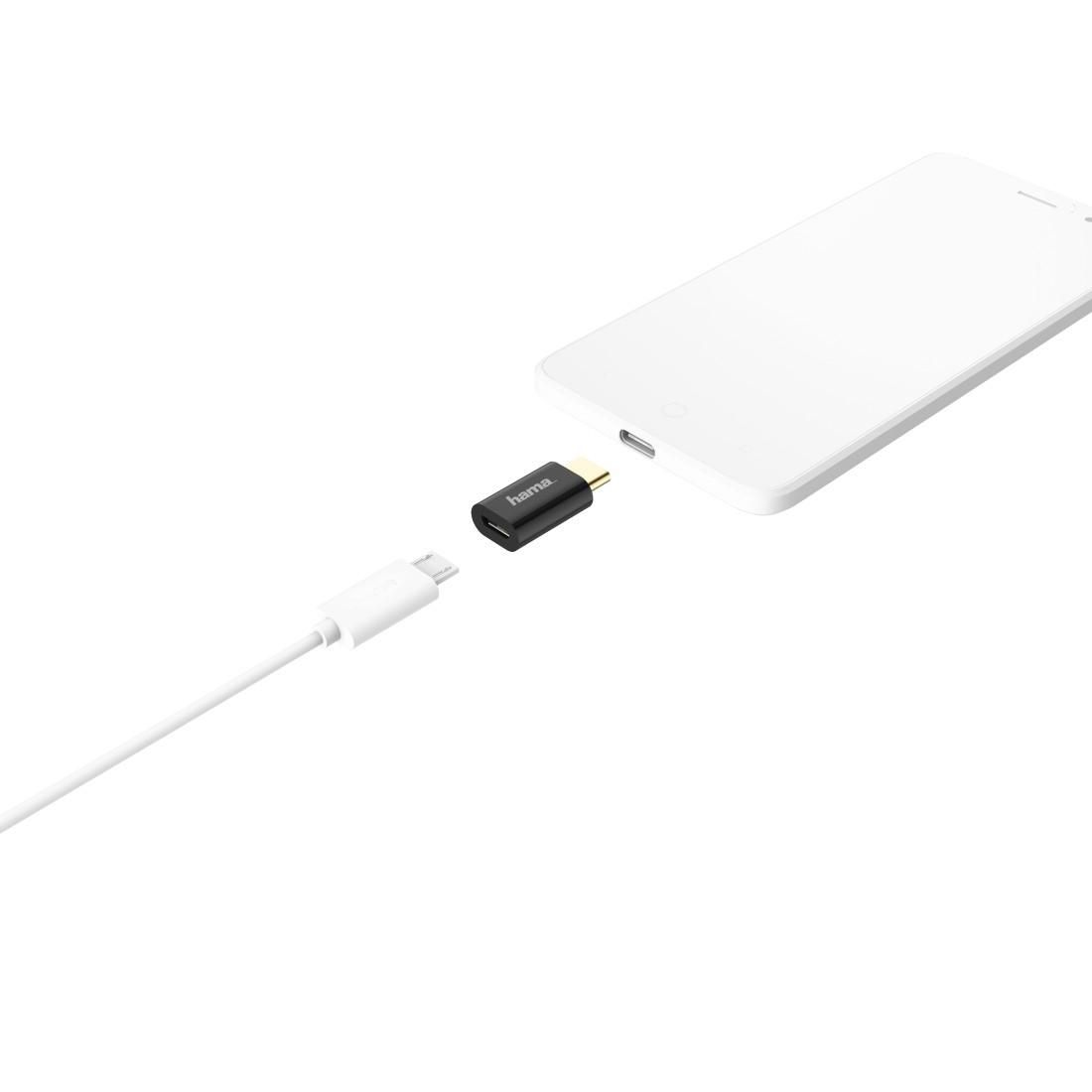 Hama Adapter micro USB-USB C wtyk, przejściówka do kabla czarna OUTLET