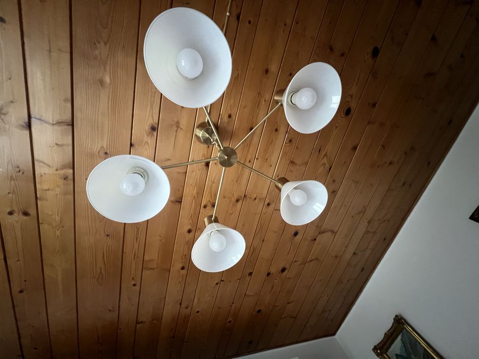 IKEA FLUGBO Żyrandol, kolor mosiądz/szkło + kinkiet