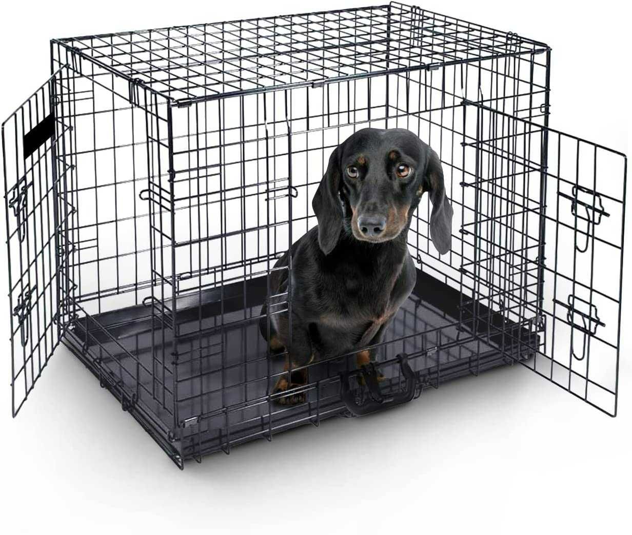 Novo! Dog Crate Jaula Transportadora Metálica com 2 Portas