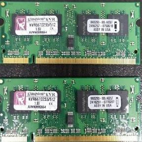 Продам оперативную 1gb память к ноутбуку SODIMM DDR2- 2планки по512Мб