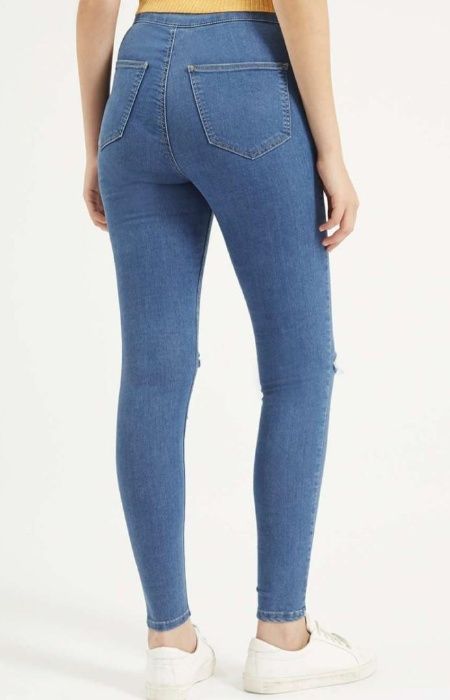 Spodnie rurki Topshop Moto Joni Jeans z wysokim stanem i dziurami