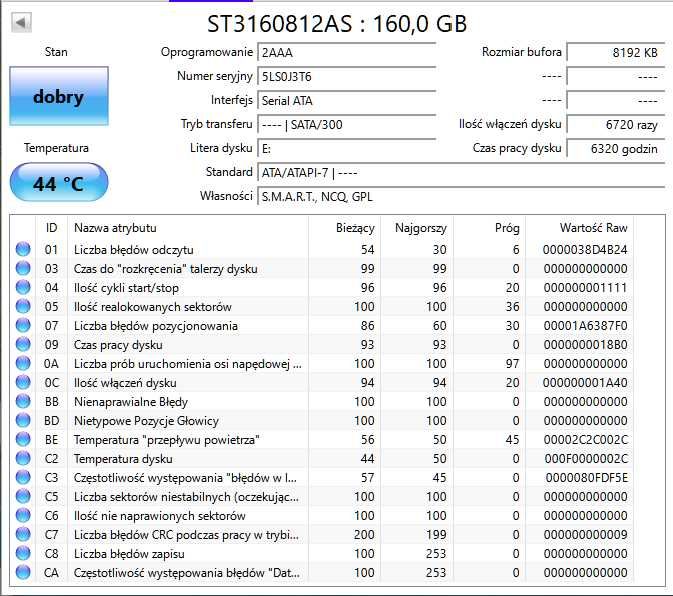 Dysk Twardy SATA II Seagate 3,5" 160GB / 7200 RPM / 8mb cache