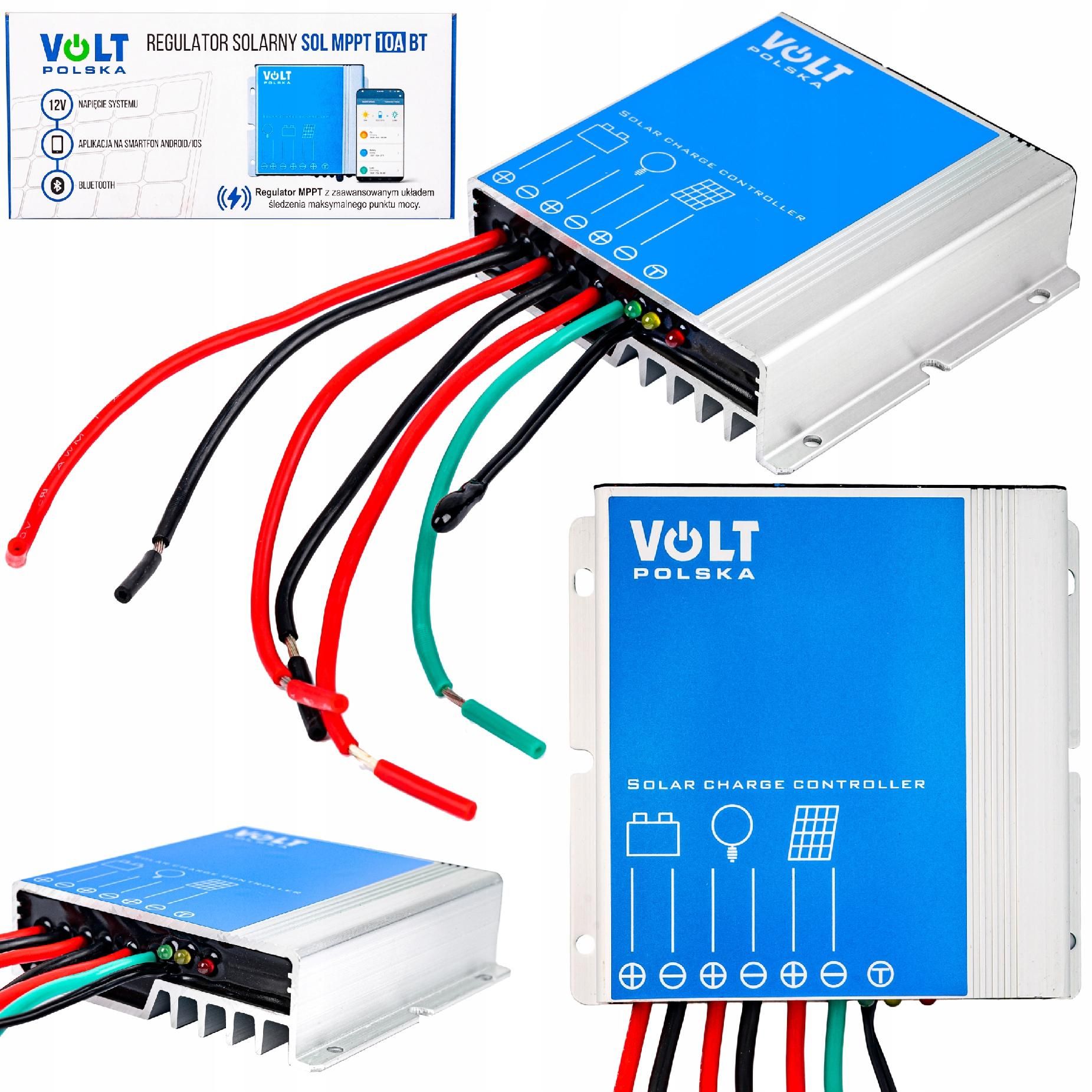 Regulator ładowania solarny 12v 10a MPPT bluetooth [SOL88]