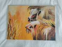 Obraz olej i akryl na płótnie lwy