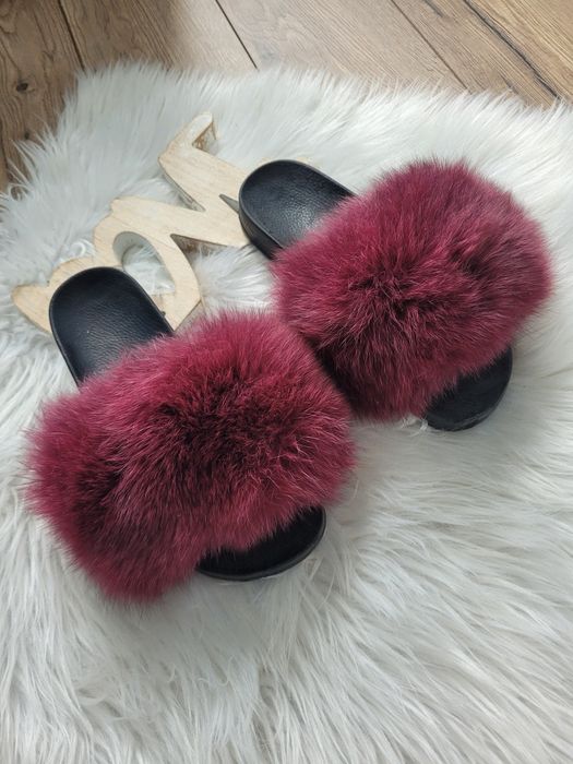 Klapki futrzaki bordo 38 jenot