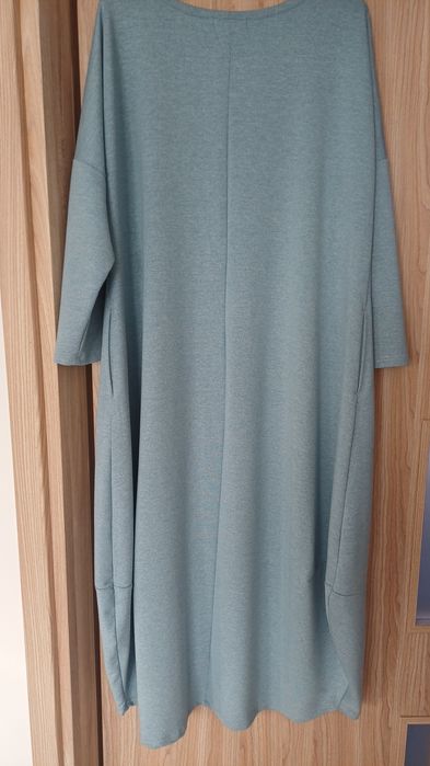 Sukienka maxi, owersize z bawełny ,niebieska .