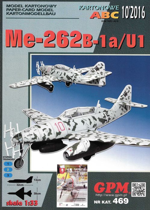 GPM 10 2016 Me-262 B-1A model 1:33 Modelarz samolot