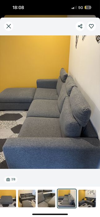 Sofa IKEA 3 lugres + 3 apoios de cabeca + repousa pes (chaise long)
