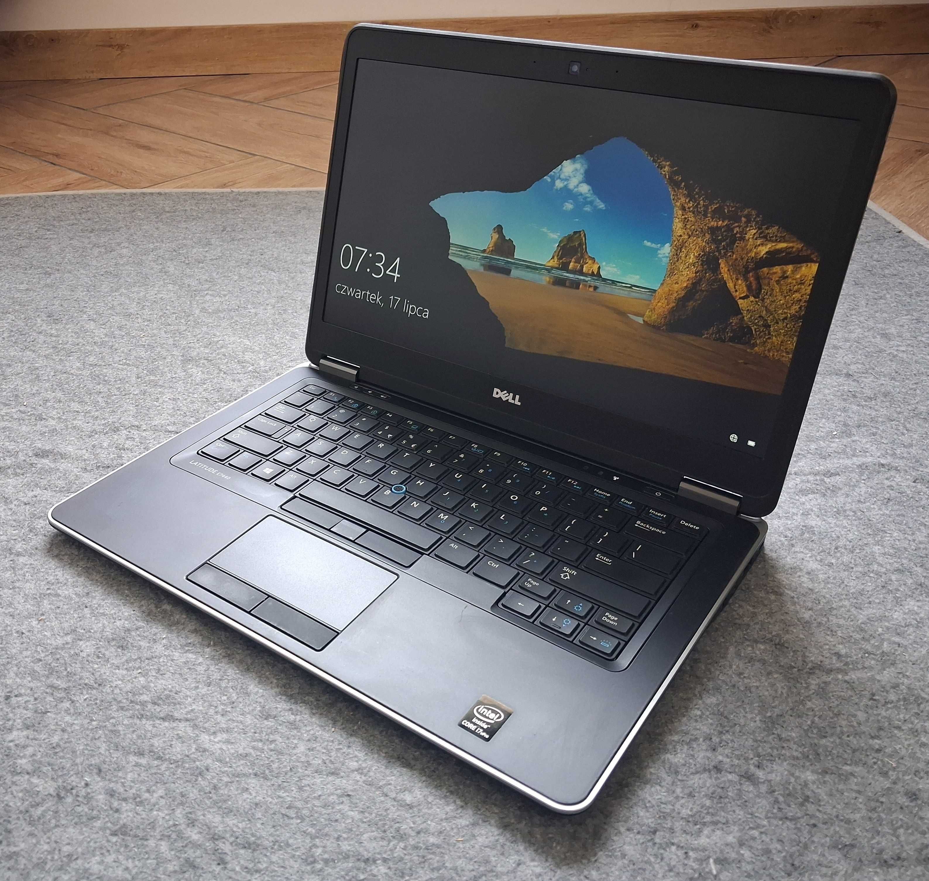 Laptop 14" Dell E7440 FHD 1920x1080 * I7 * 8GB * 240GB SSD W10 KLASA A