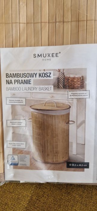 Bambusowy kosz na pranie 35.5 x 49.5  48l NOWY