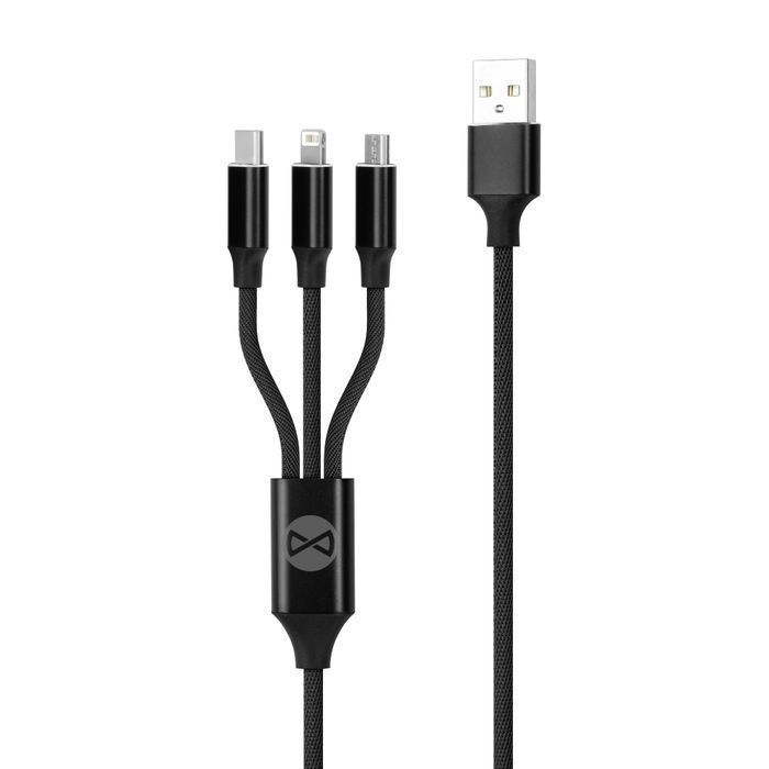 Forever Kabel 3W1 Usb - Lightning + Usb-C + Microusb 1,2 M 2A Czarny