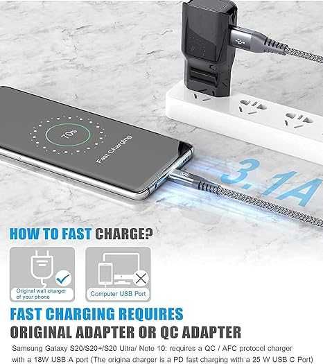 Kabel USB C 2szt  3M  3.1A wzmocniony szybkie Iphone 15 Samsung nr40