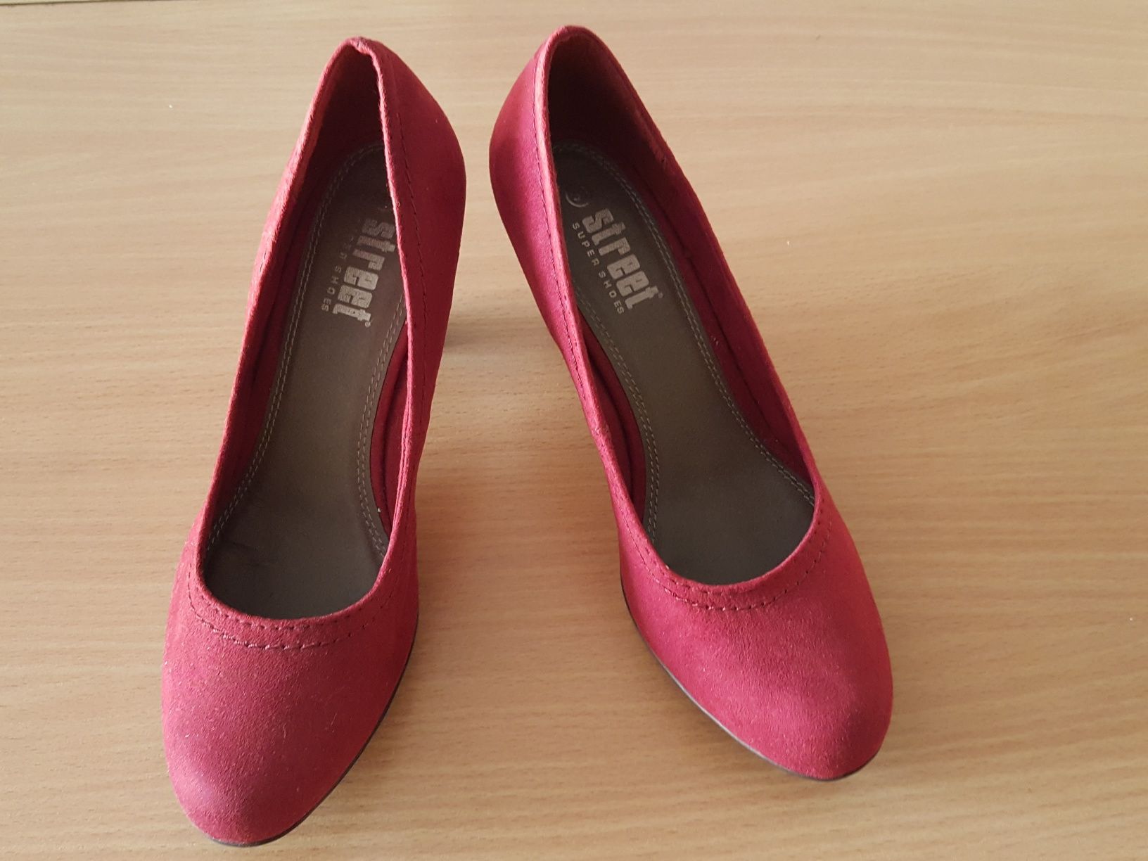 CZÓŁENKA bordowe, buty na obcasie czerwone, fuksja, rozmiar 38