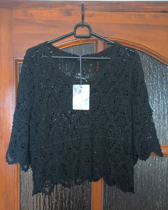 Piękna ażurowa bluzka damska bawełniana dekoracyjny haft nowa