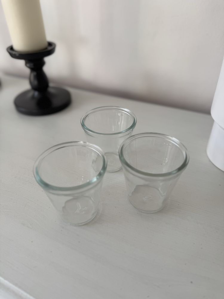 3 kubeczki na desery, małe kubeczki, szklanki, szklane miseczki, szkło