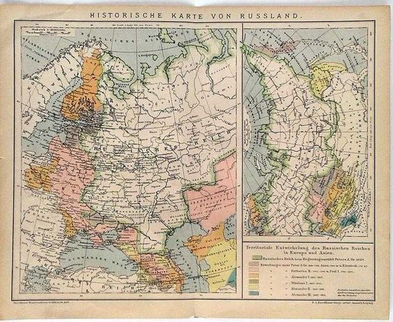 Історична карта Росії 1892-95 Німеччина Оригінал Fv8.8