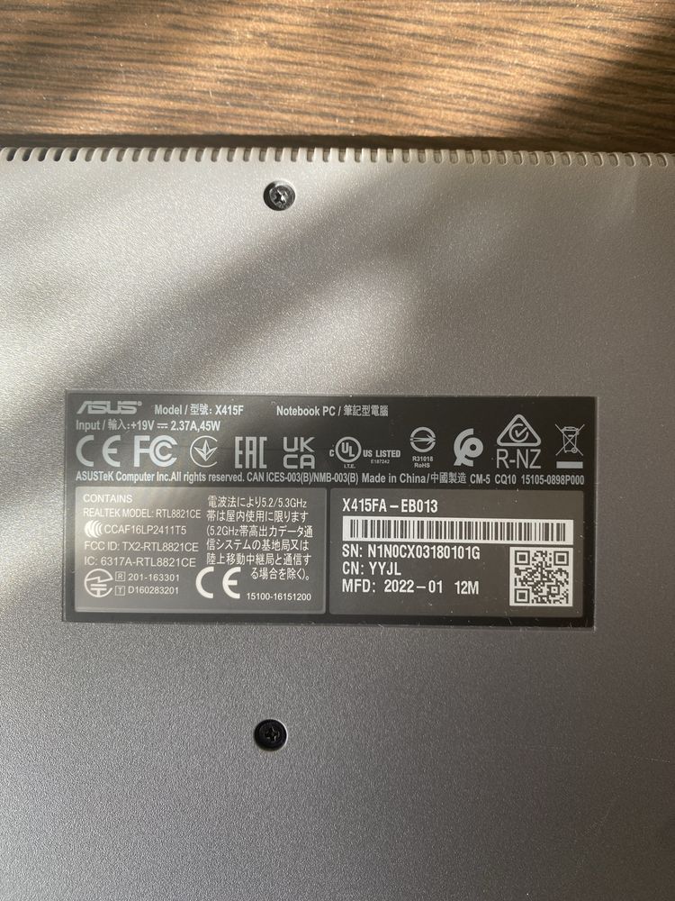 Продам бу ноутбук ASUS X415FA - EBO13 Slate Grey