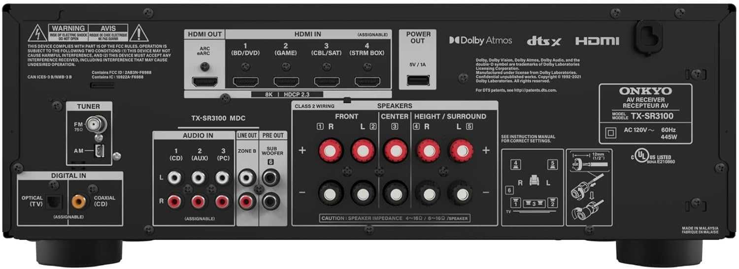 Onkyo TX-SR3100 (TX-NR5100/NR696/TX-NR6100/TX-NR7100/TX-RZ70) Black