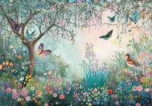 Fototapeta magiczny Las Kolorowe Motyle Magia Natura Zieleń 3D + KLEJ