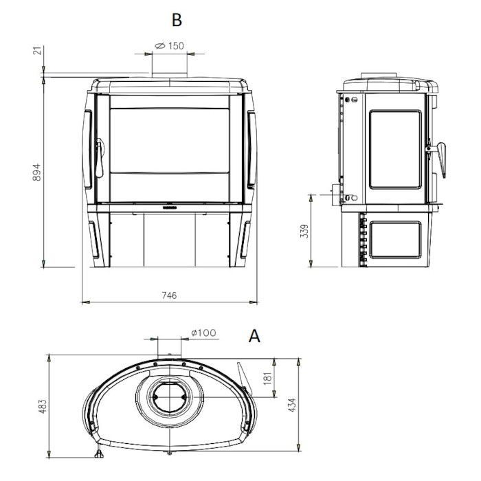 Piec z żeliwa emaliowanego na drewno La Nordica Tahiti 7,7 kW
