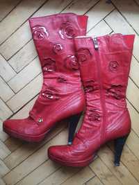 Червоні чобітки під вишиванку 38 розмір на широку ногу