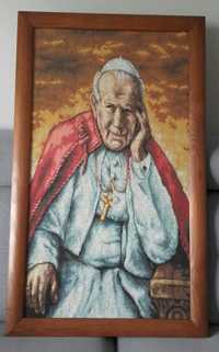 Obraz ręcznie haftowany papież Jan Paweł II