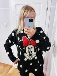 Sweter oversize czarny Minnie Mouse w kropki